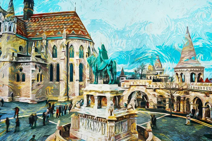 Impressionist Budapest Starry Sky Canvas Print wall art print | PrintPosters.in